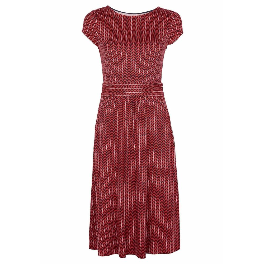 Boden Amelie Jersey Dress Red Chevron Twist Size 6 Short Sleeve Fit & Flare